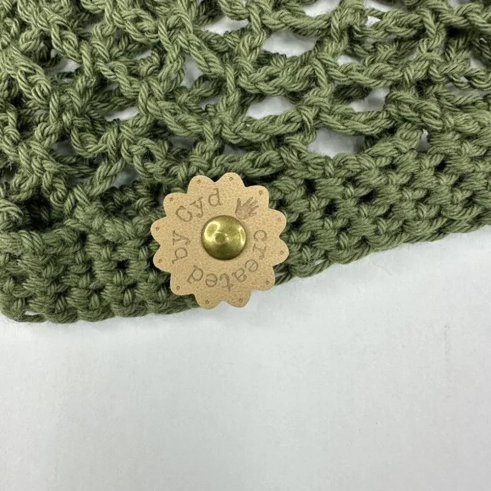 Created By Cyd Olive Green Crochet‎ Fishnet Snood Cap 100% Indian Cotton NEW
